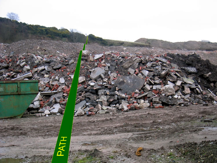 Photograph: Path quarried away (approach from west)